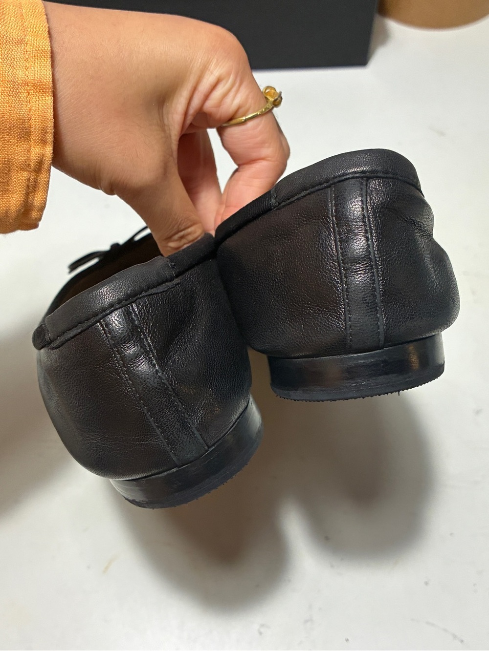 CHANEL Black Ballet Flats with Patent Cap-Toe - Picture 3 of 14